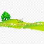 卡通草原 透明背景PNG