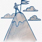 攀登高峰插画 透明背景PNG