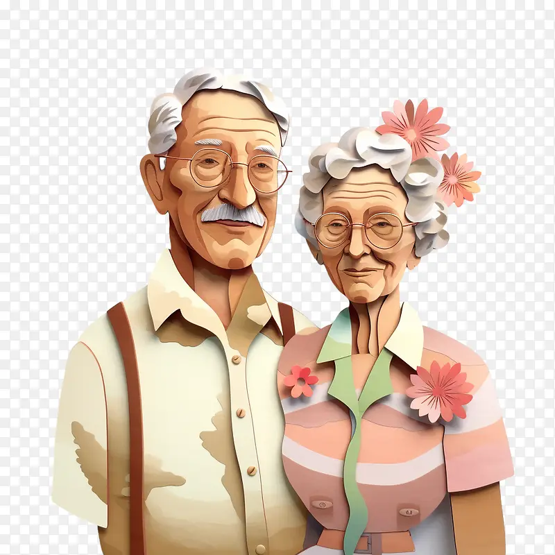 老年夫妻插画