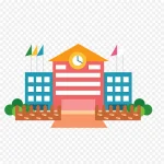 学校建筑插画 透明背景PNG