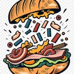 汉堡美食插画 透明背景PNG