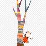 卡通树 卡通小孩 免费PNG素材