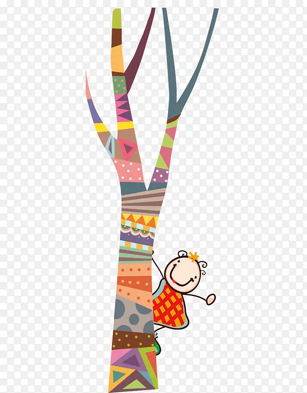 卡通树 卡通小孩