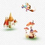 卡通人物 卡通城堡 免费PNG素材