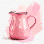 粉色瓷壶插画 透明背景PNG