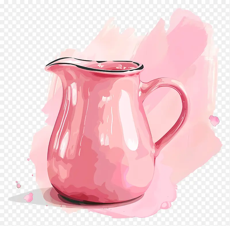 粉色瓷壶插画