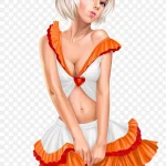 手绘美女插画 PNG素材下载