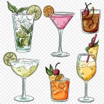 鸡尾酒插画 高清PNG