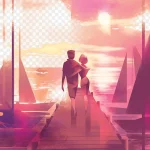 情侣插画 PNG素材下载