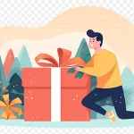 圣诞节礼品主题插画 透明背景PNG