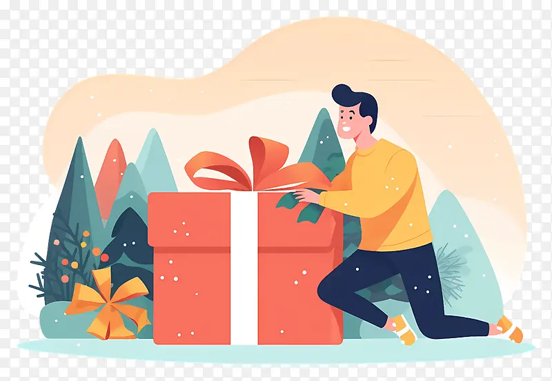 圣诞节礼品主题插画