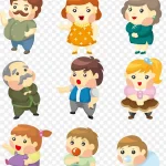 可爱的卡通家庭人物矢量素材, PNG素材下载