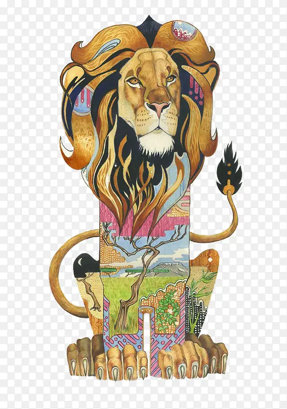 狮子创意插画