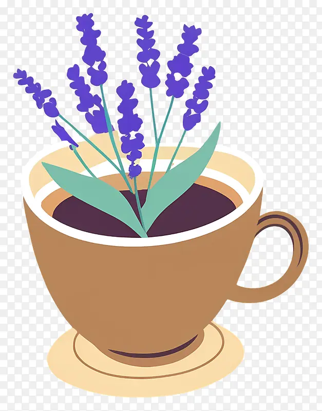 咖啡与薰衣草插画