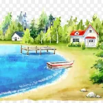 手绘沙滩风景 PNG素材下载
