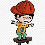 手绘滑板少年 高清PNG