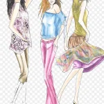 手绘潮女郎 PNG素材下载