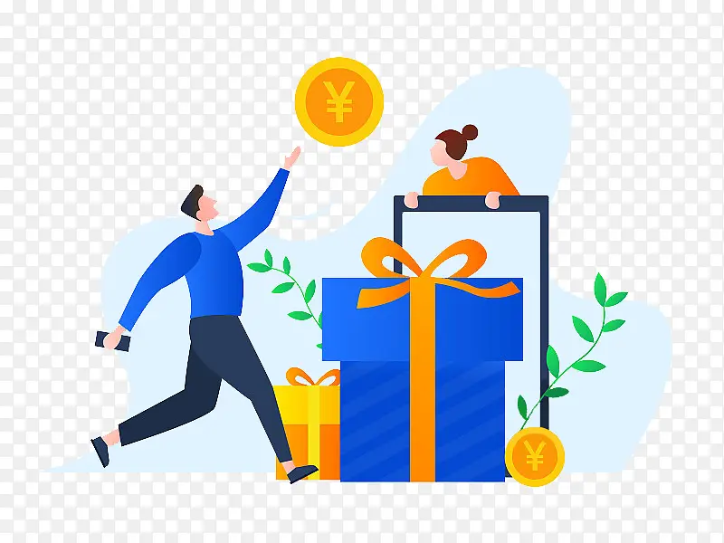 手绘礼物金币元素