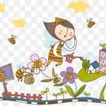 卡通儿童骑车插画 PNG素材下载