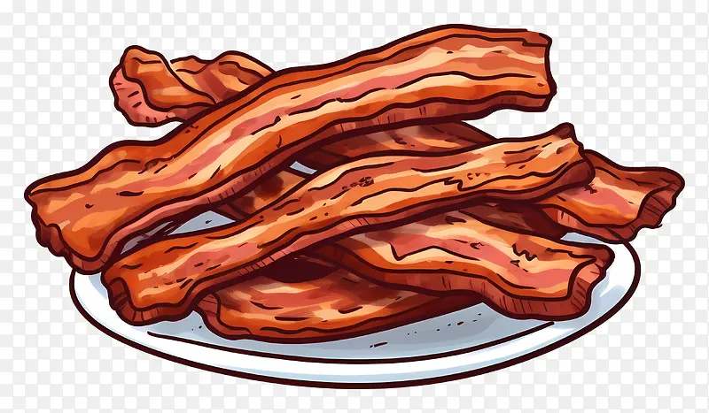 培根菜肴插画
