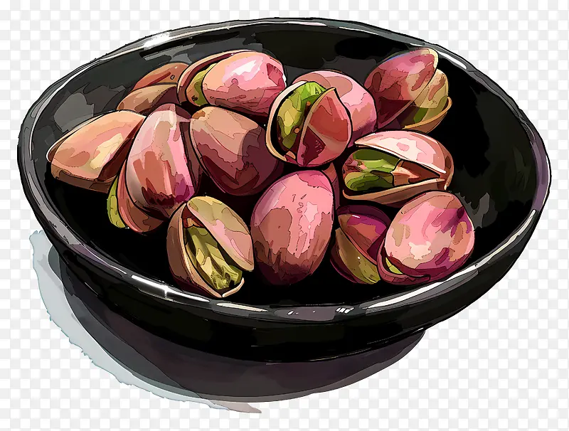 开心果绘画,坚果插画