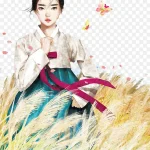 朝鲜女孩插画 PNG素材下载