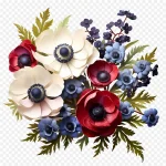 花卉组合插画 透明背景PNG