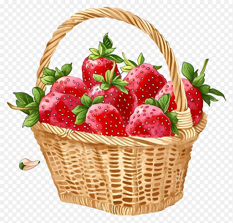 草莓篮子插画
