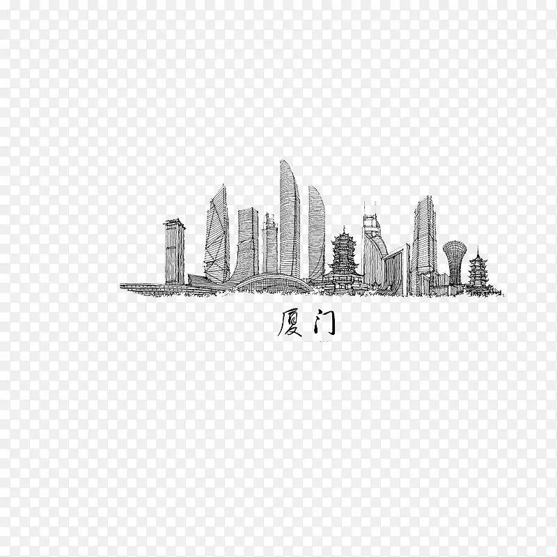 手绘的厦门手绘免扣png