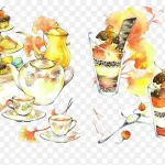 手绘下午茶 透明背景PNG