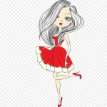 手绘银发美女素材 免费PNG素材