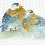 手绘鸳鸯 透明背景PNG