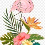 卡通手绘夏日手绘火烈鸟 PNG素材下载