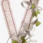 布艺字母装饰V 透明背景PNG