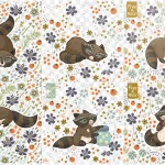 创意设计浣熊花朵 透明背景PNG