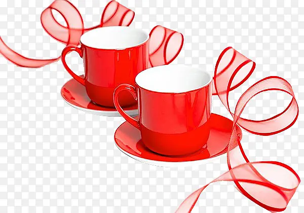 红色杯子红色丝带