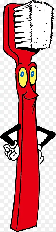 卡通红色牙刷矢量