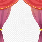 手绘红色卡通幕布 高清PNG