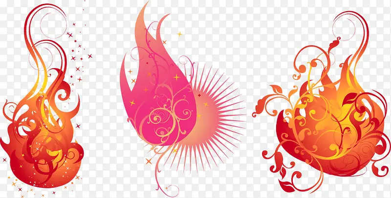 红色火焰花纹矢量
