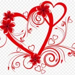 红色心形情人节边框 透明背景PNG