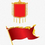 创意红色锦旗免扣素材 透明背景PNG