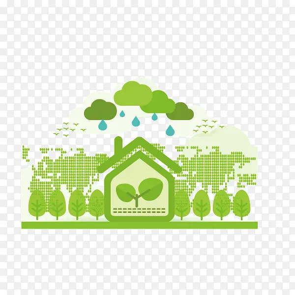 绿色 绿色能源 房子树叶 绿色