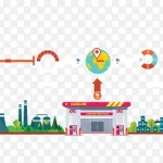 矢量彩色绿色家园绿色循环 PNG素材下载