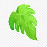 绿色的叶子卡通绘制 透明背景PNG