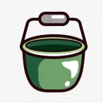 绿色卡通的小桶 透明背景PNG