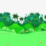 卡通绿色能源基地 PNG素材下载