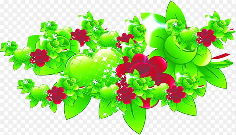 绿色清新红绿色小花