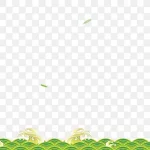 绿色竹子海浪边框装饰 高清PNG