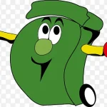 绿色卡通可爱垃圾箱矢量 透明背景PNG