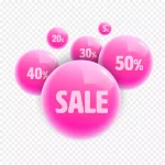 粉色矢量可爱气泡促销电商双十一 PNG素材下载